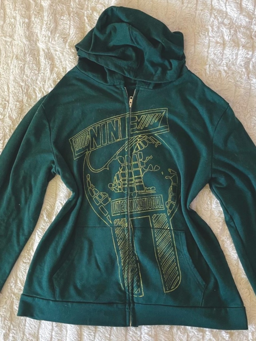 NWOT Nine International Full Zip Hoodie Black Graphic Sweatshirt